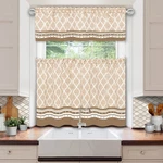 Achim Boho Printed Kitchen Curtain Set, Mocha, Valance 58X13, Tiers 58X36 Inches New. Price: $16.96.