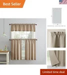 Martine Microfiber Semi-sheer Valance And Tiers Set, 54"L X 36"W For Kitchens New. Price: $20.99.