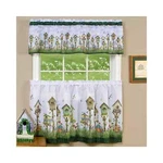 Achim Home Sweet 3PC Kitchen Curtain Set Tiers Valance Birdhouse Green New. Price: $19.95.