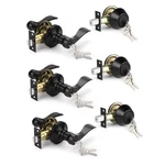 Knobonly 3 Pack Keyed Alike Front Door Handle Single Cylinder Deadbolt Matte New. Price: $146.07.