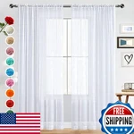 Spacedresser White Sheer Voile Rod Pocket Window Curtain Panels 70"X63" 1 Pair New. Price: $27.52.