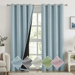 New Melodieux 100 Blackout Curtains For Bedroom, Linen Textured Light Blue. Price: $45.36.