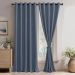 Jiuzhen Dusty Blue Blackout Curtains With Tiebacks,thermal Insulated, Light B... Open. Price: $82.24.