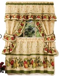 3 Pc Printed Kitchen Curtains Tailored Cottage Set, Apples Orchard By Achim New. Price: $24.99.