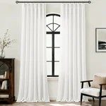 102 Long White Pinch Pleat Linen Curtains Panels Set For Living Room S... New. Price: $101.69.