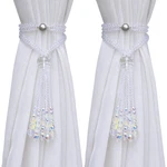 Pedobo Magnetic Curtain Tiebacks, 2 Pack Crystal Beaded Tassel Sheer/drapery New. Price: $17.50.