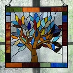 River Of Goods Window Panel Mystical World Tree Multi Stained Glass 18" X New. Price: $127.23.