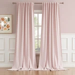 Dualife Solid Back Tab And Rod Pocket Curtains - Baby 52"W X 132"L, Pink New. Price: $75.53.