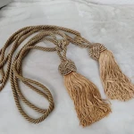 Gold Brown Rope Tassel Twisted Cord Knot Fringe Tie Curtain Back Set Of 2 Used. Price: $18.00.