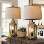Bobomomo 23.75" Natural Wood Farmhouse Table Lamps Of Retro Nights New. Price: $114.08.