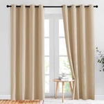 Nicetown Faux Linen Room Darkening Curtains W52" L54" Natural Tan Set Of New. Price: $29.95.