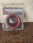 New Select 2-1/4" Wood Drapery Pole Curtain Rings 4-PACK Ribbed Walnut. Price: $15.00.