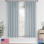 Olepangi Greyish Blue Pinch Pleated Linen Curtains 63 Length 2 Panels For New. Price: $70.38.