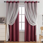 Anytime Home Blackout & Sheer Layered Window Curtain Panel Pair 52"X84" Wine New. Price: $47.94.