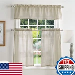 Martha Stewart Bedford Woven Plaid Window Curtain Valance And Tiers Set Linen New. Price: $25.14.
