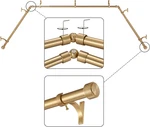 Warm Gold Bay Window Curtain Rods With Aluminum End Cap Finials And Brackets,adj New. Price: $71.99.