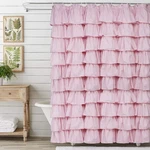 Volens Ruffle Shower Curtain Farmhouse 72"W X 72"L (pack Of 1), C-pink New. Price: $38.12.