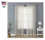 Regal Home Collections Linen 80"X84" Classic Sheer Rod Pocket Curtain Panel Pair New. Price: $6.99.