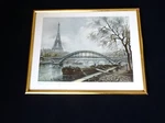Paris Print Eiffel Tower Seine River France Framed Wall Art French 17 X 13".. Used. Price: $123.00.