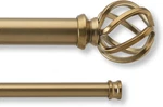 Elegant Double Curtain Rod Set With Birdcage Finials Warm Gold, 36-72 New. Price: $129.99.