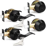 Probrico Front Door Handle Single Cylinder Deadbolt Set Black Exterior New. Price: $88.43.