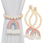 Bdhrkte 2 Pieces Wooden Beaded Curtain Tiebacks, Tassel Buckles Pink New. Price: $24.99.