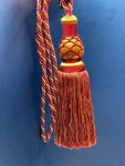 One Deco-pro Traditional Burgundy And Gold/beige Curtain Tassel Tieback. Used. Price: $23.00.