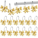 12 Pcs Golden Bow Decorative Shower Curtain Hooks, Resin Knot, Stainless Steel New. Price: $13.14.