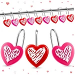 12 Pcs Mother's Day Heart Shape Shower Curtain Hooks Hangers Love De New. Price: $17.99.