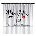 Mrs Shower Curtain Set Hooks 71X71 Inch Black White Fabric Bath Decor Wedding New. Price: $27.53.