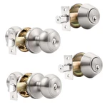Probrico Door Knob And Single Cylinder Deadbolt Lock Set Satin Nickel Front New. Price: $52.06.