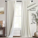 Cream Linen Blackout Curtain 84 Inch Long 2 Panel Back Tab Pleated Full Light... New. Price: $65.28.