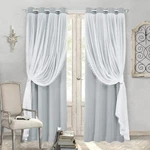 Light Grey Double Layered Curtains - Mix & Match Window Drapes, Blackout... New. Price: $67.47.