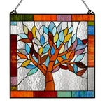River Of Goods Window Panel Multi Stained Glass Mystical World Tree New. Price: $106.33.