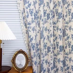 Lovous Vintage Floral Curtains For Living Room 84 Inch Length Linen Blue... New. Price: $77.89.