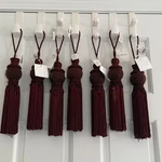 Vintage Bombay Burgundy Beaded Curtain Tiebacks Tassels 7 Pc Set New W/ Flaws. Price: $59.99.