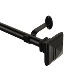Elrene Florence Antique Black Iron Curtain Rod With Finials 28 To 48 New. Price: $15.00.