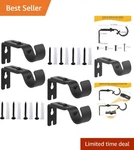 Sturdy Black Adjustable Curtain Rod Brackets - Perfect For Any Setting, Of 4 New. Price: $19.99.
