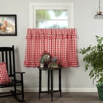 Annie Buffalo Red Check Ruffled Tier Set 36X36 Country Curtains Cottage New. Price: $45.95.