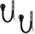 Black Curtain Hooks - 2 Pack, Tiebacks Wall Mounted; Metal New. Price: $14.76.