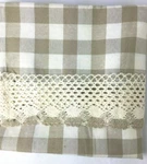 Achim Buffalo Check Crochet Taupe Tan Beige Kitchen Tier Pair Set 58" X 24" Open. Price: $17.50.