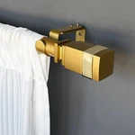 Adjustable 72-144 Inch Gold Curtain Rods, Diameter With Cuboid Finials... New. Price: $64.61.