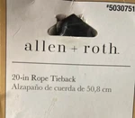 Allen + Roth 20IN Gray Braided Rope Tieback #5030751 Set Of New. Price: $29.95.