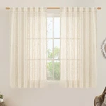 Lamit Semi Sheer Linen Curtains 54 Inch Length 2 Panels, Beige Light Filterin... New. Price: $37.75.