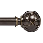 1" Telescoping Curtain Rod 36-72" Antique Bronze With Netted Finials New. Price: $40.09.