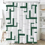 Bttn Emerald Green Shower Curtain - Geometric Fabric Set With Hoo New. Price: $24.09.