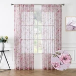 Tollpiz Sheer Curtain Pink Flower Leaf Printed Floral Embroidered Bedroom New. Price: $32.02.