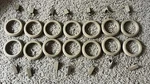 Mode Farmhouse Collection Beveled Curtain Clip Rings, Weathered Oak, Set Of 14 Open. Price: $15.00.