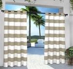 Cabana Stripe Taupe Light Filtering Grommet Top Indoor/outdoor 54"W 108"L. Pair New. Price: $21.27.