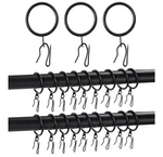 Qunclay Black Set 100 1.26-IN Metal Curtain Rings W/eyelets Hooks Open. Price: $24.99.